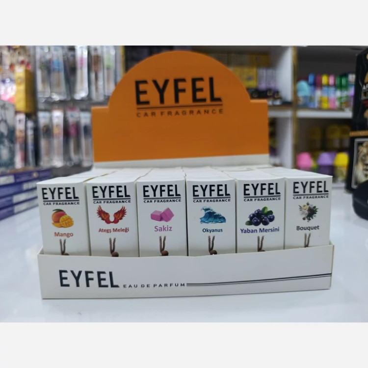 خوشبوکننده آویز خودرو برند ایفل(Eyfel)،عمده،باکس 24 عددی